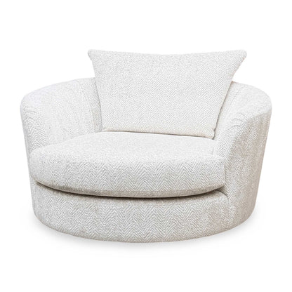 ‘Pandora’ Chevron Ivory White Fabric Large Swivel Chair – view 5