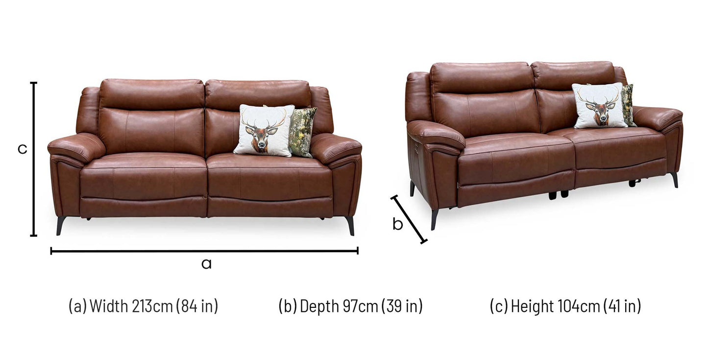 ‘Panache’ Butterscotch Brown Cat-60_07 Leather 3 Seater Power Recliner Sofa – view 10