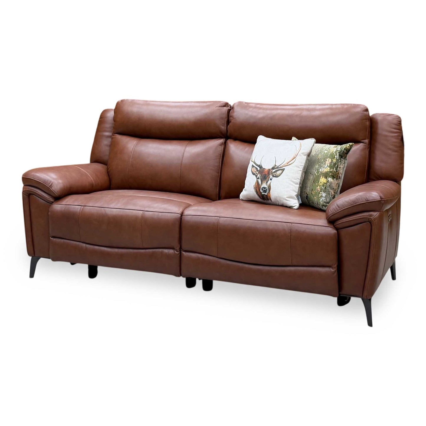 ‘Panache’ Butterscotch Brown Cat-60_07 Leather 3 Seater Power Recliner Sofa – view 5