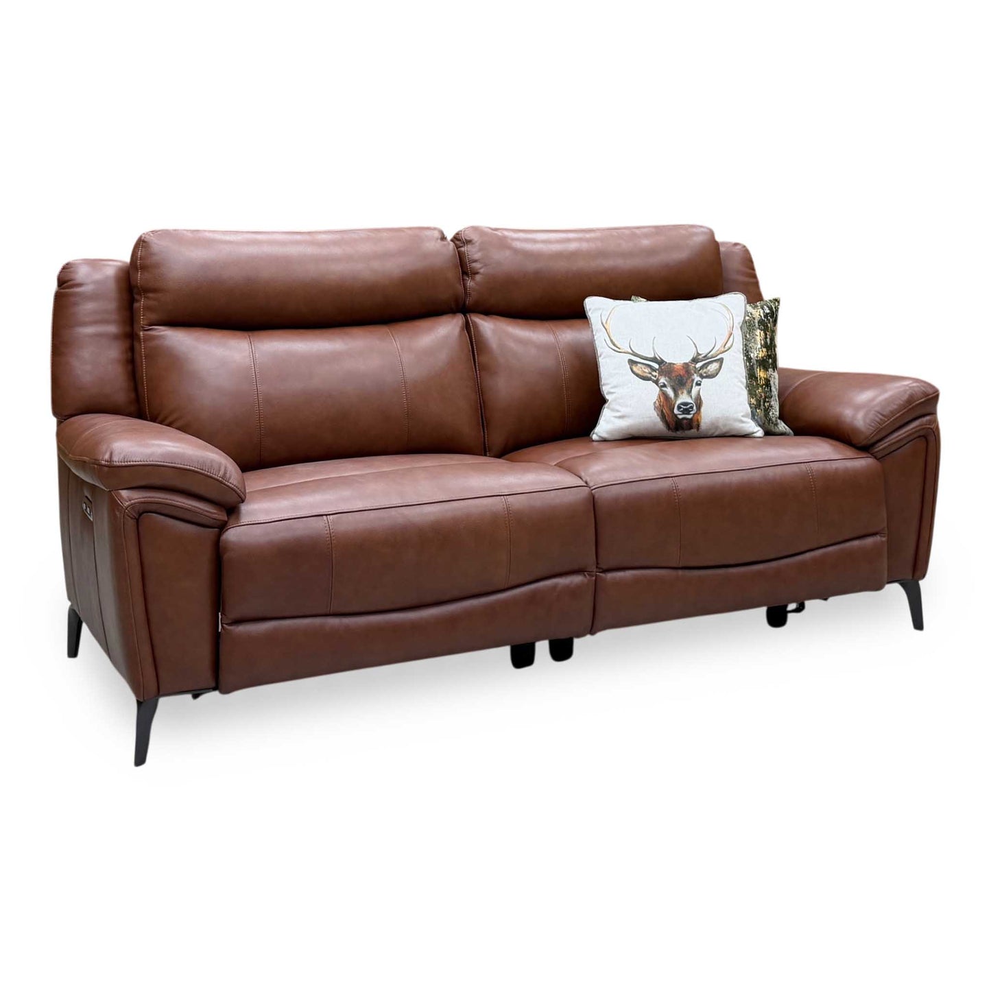 ‘Panache’ Butterscotch Brown Cat-60_07 Leather 3 Seater Power Recliner Sofa – view 6