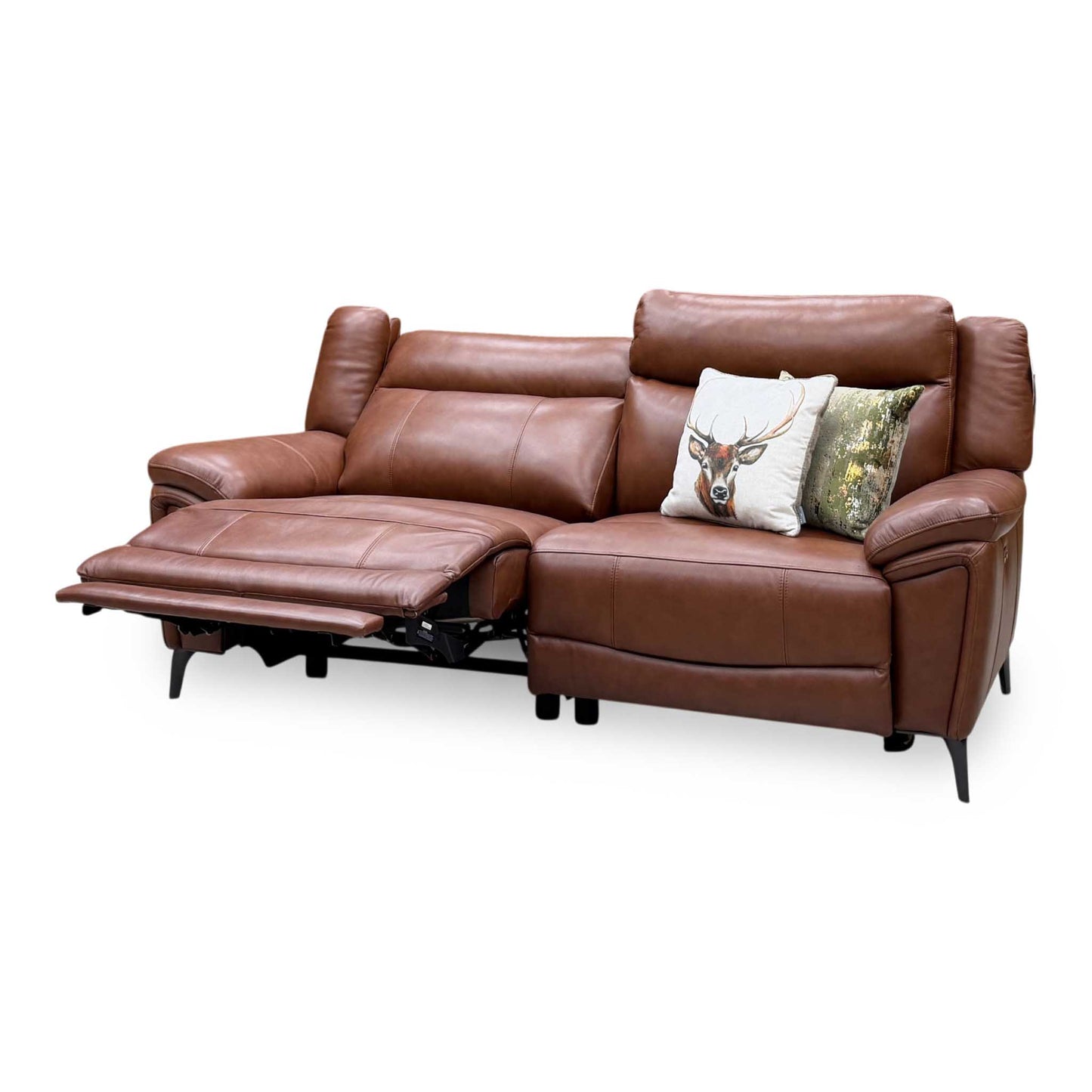 ‘Panache’ Butterscotch Brown Cat-60_07 Leather 3 Seater Power Recliner Sofa – view 7
