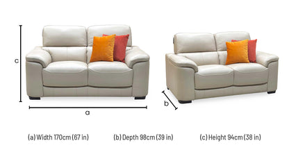 World of Leather ‘Nova’ Hw-039c Pebble Cream Leather 2 Seater Sofa – view 7