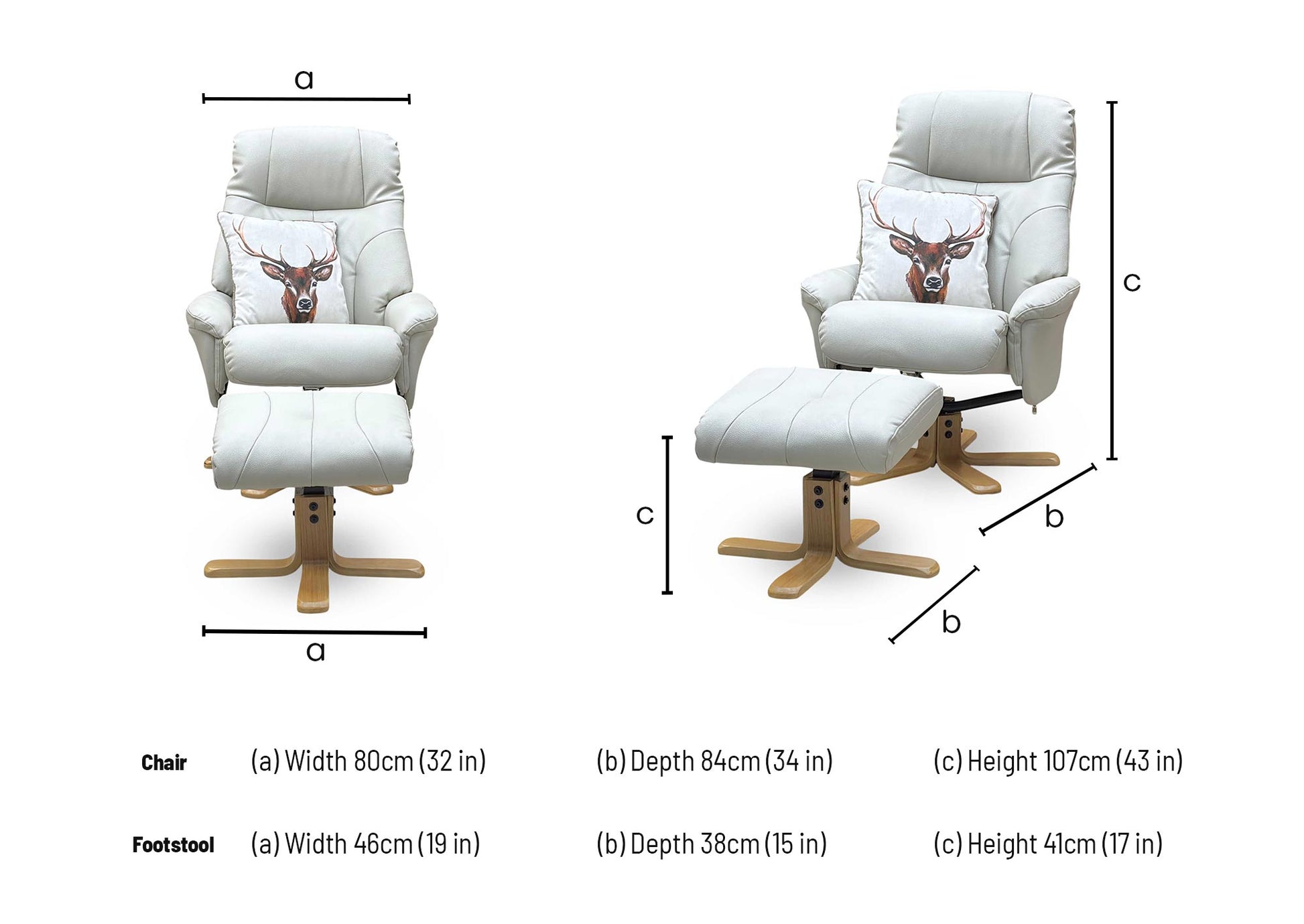 ‘Muscat’ Mushroom Leather Swivel Recliner Chair and Footstool – view 8