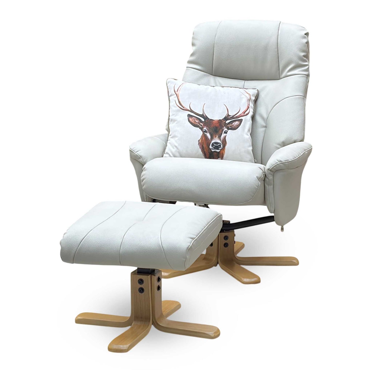 ‘Muscat’ Mushroom Leather Swivel Recliner Chair and Footstool – view 6