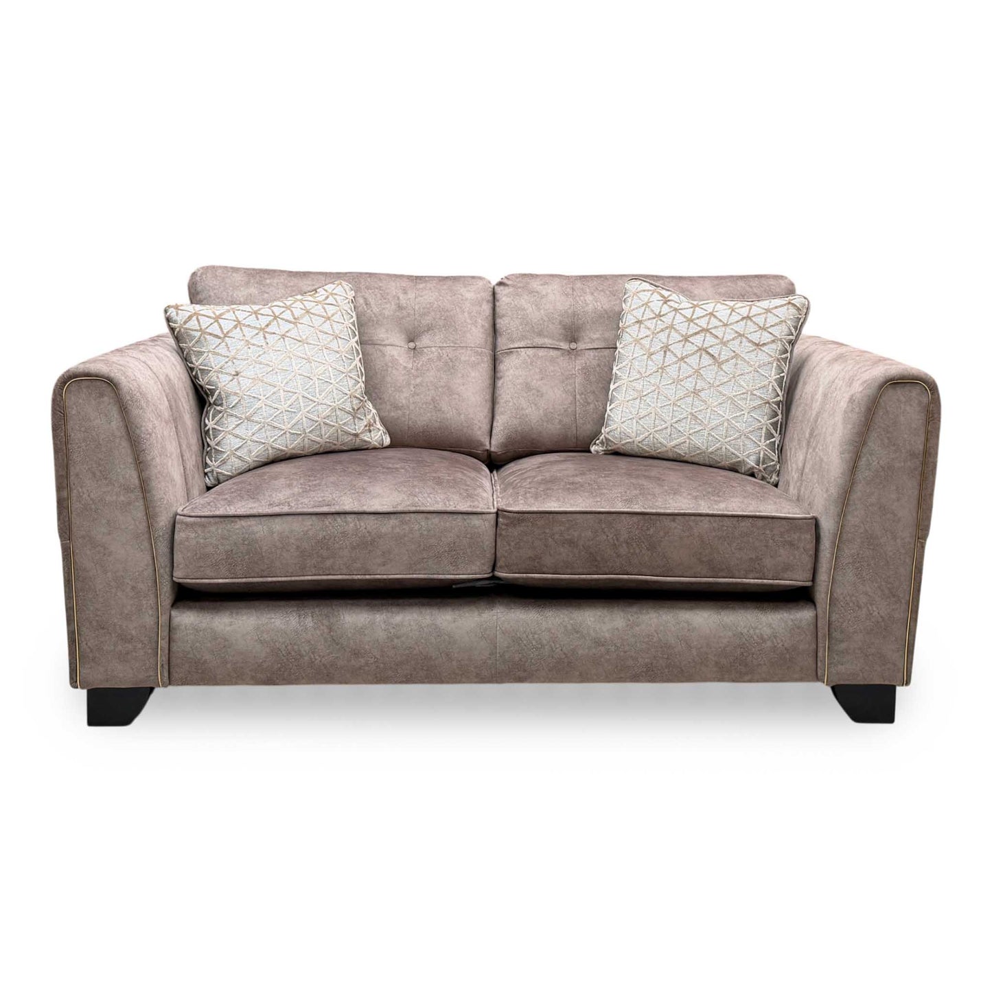‘Mariah’ Dapple Chocolate-Tri Brass Insert Velvet Fabric 2 Seater Classic Back Sofa – view 4
