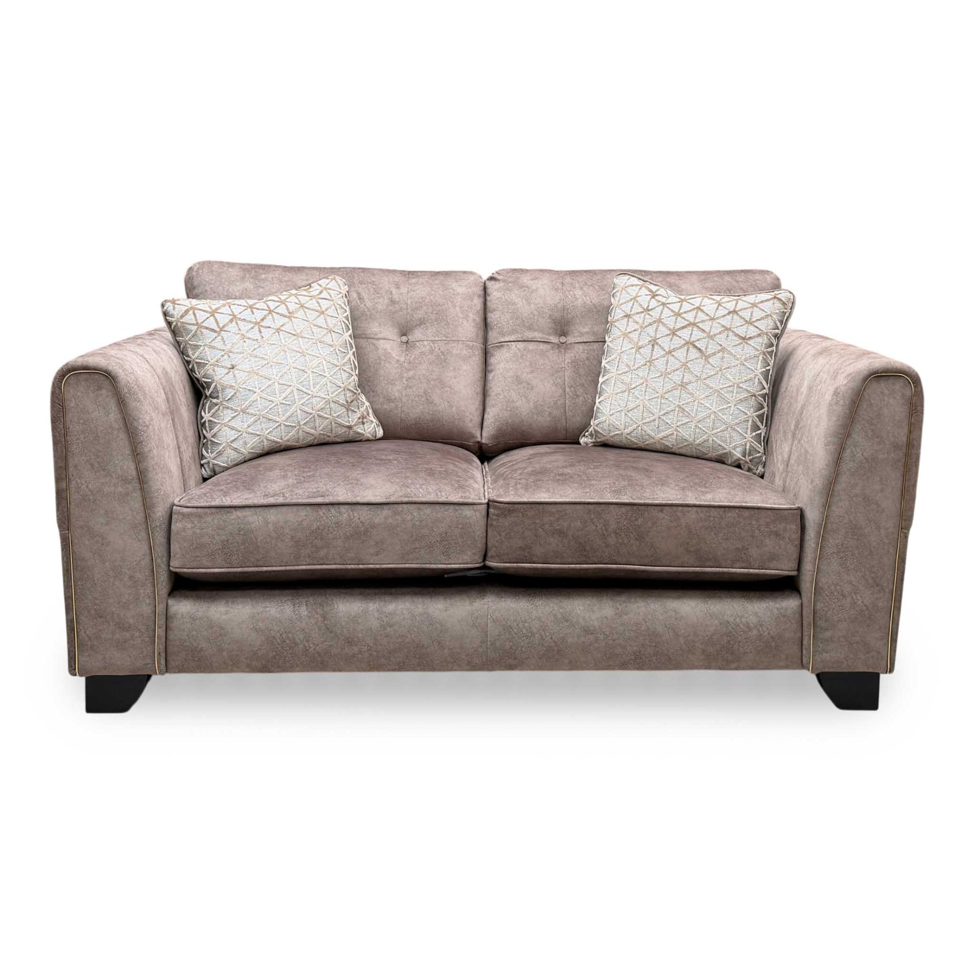 ‘Mariah’ Dapple Chocolate-Tri Brass Insert Velvet Fabric 2 Seater Classic Back Sofa – view 4