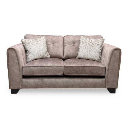 ‘Mariah’ Dapple Chocolate-Tri Brass Insert Velvet Fabric 2 Seater Classic Back Sofa – view 4