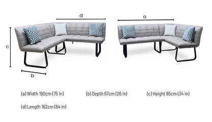 ‘Luno' Taupe Faux Leather Right Hand Facing Corner Dining Bench
