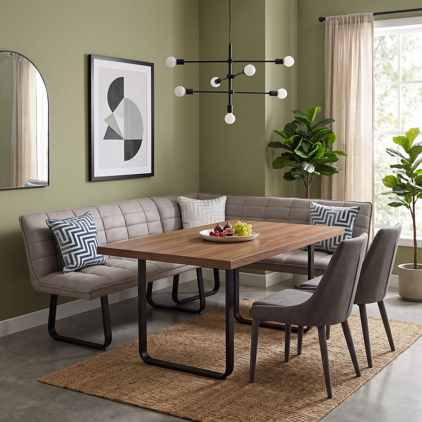 ‘Luno' Taupe Faux Leather Right Hand Facing Corner Dining Bench