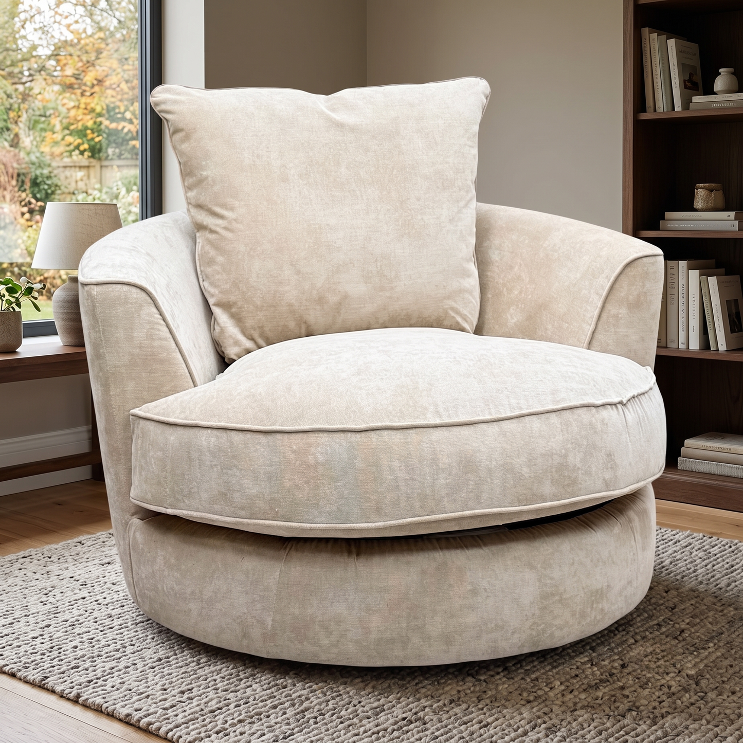 'Legend' Kingston Beige Fabric Swivel Chair – view 2