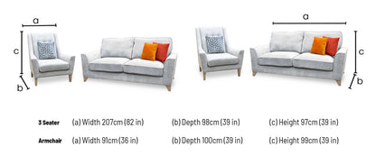 ‘Legend’ Kingston Silver Fabric Classic Back 3 Seater + Accent Chair Sofa Set – view 7
