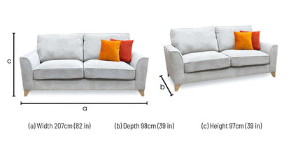 ‘Legend’ Kingston Silver Fabric Classic Back 3 Seater Sofa – view 5