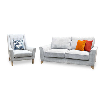 ‘Legend’ Kingston Silver Fabric Classic Back 3 Seater + Accent Chair Sofa Set – view 4