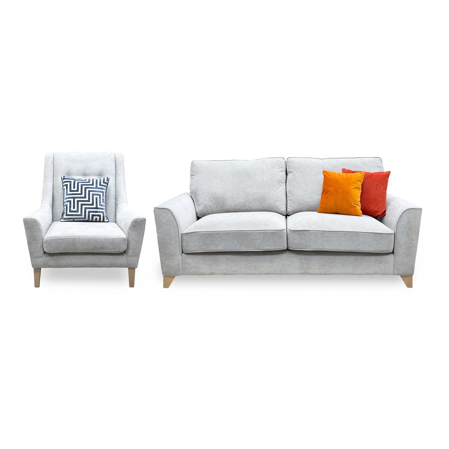 ‘Legend’ Kingston Silver Fabric Classic Back 3 Seater + Accent Chair Sofa Set – view 5