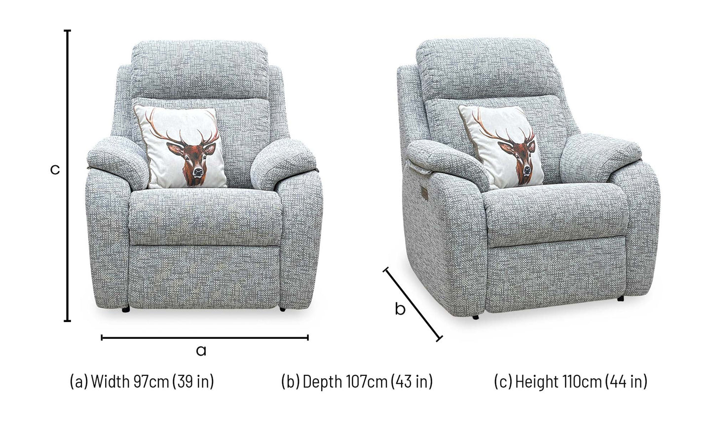 G Plan ‘Kingsbury’ B076 Mirage Powder Grey Fabric Power Recliner Armchair – view 10