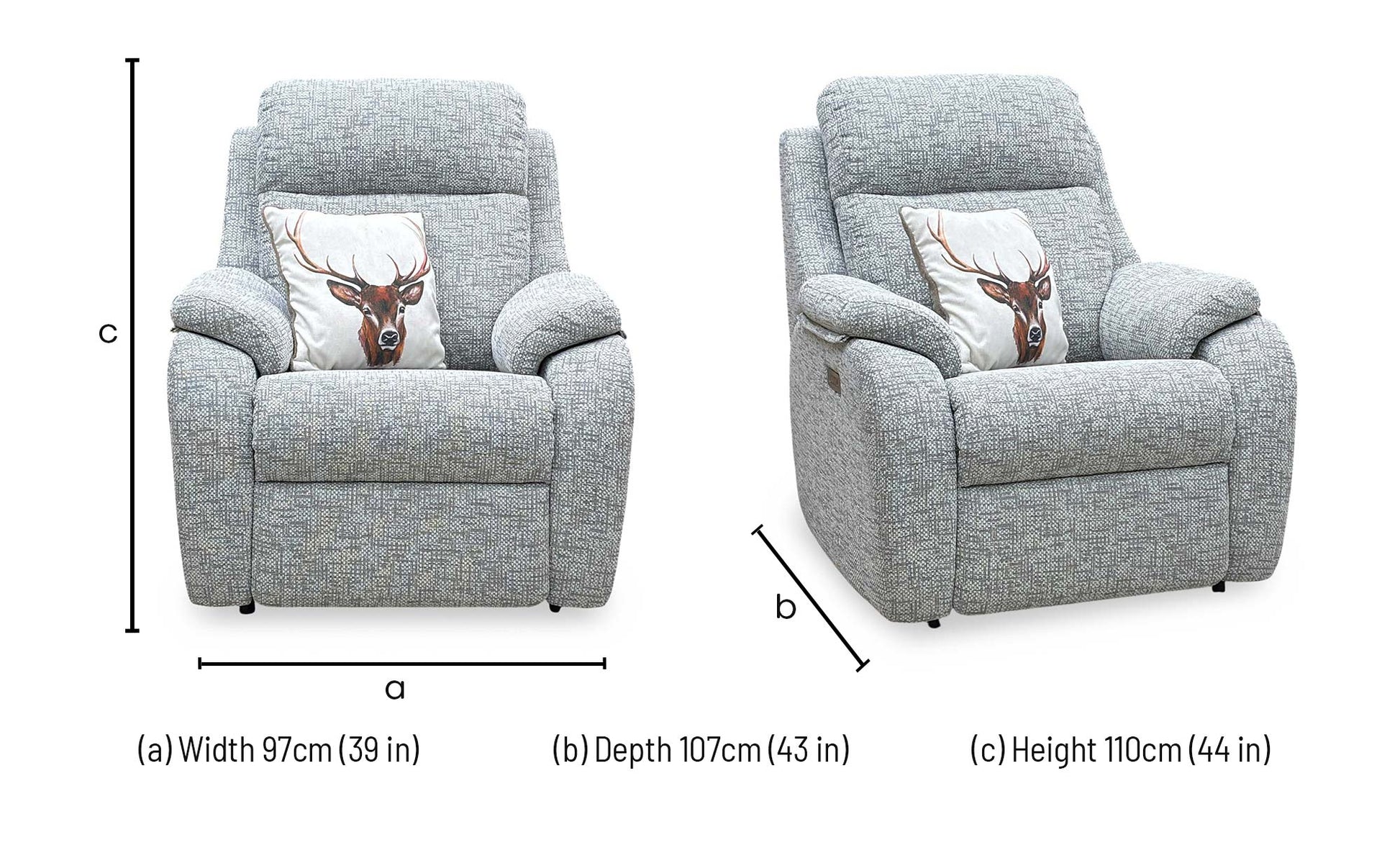 G Plan ‘Kingsbury’ B076 Mirage Powder Grey Fabric Power Recliner Armchair – view 10