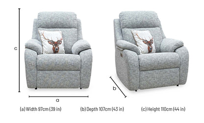 G Plan ‘Kingsbury’ B076 Mirage Powder Grey Fabric Power Recliner Armchair – view 10