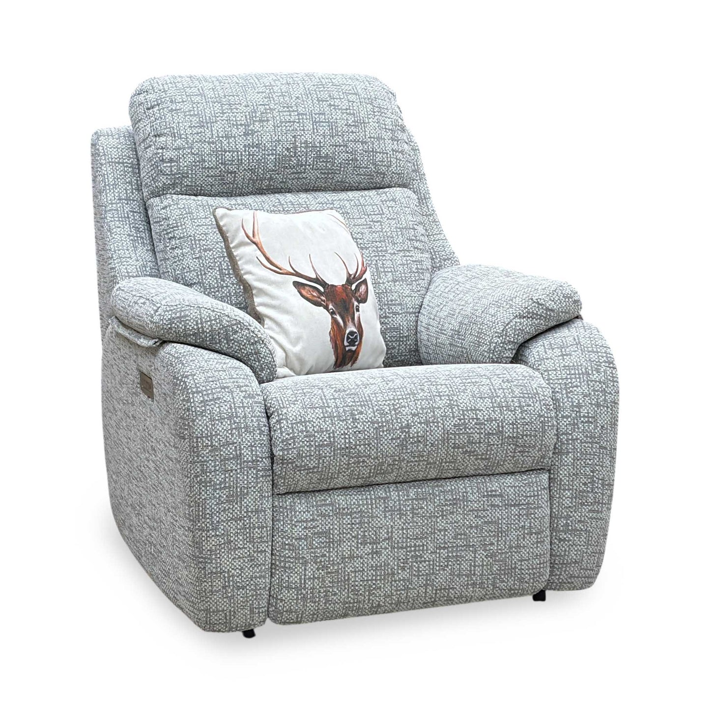 G Plan ‘Kingsbury’ B076 Mirage Powder Grey Fabric Power Recliner Armchair – view 5