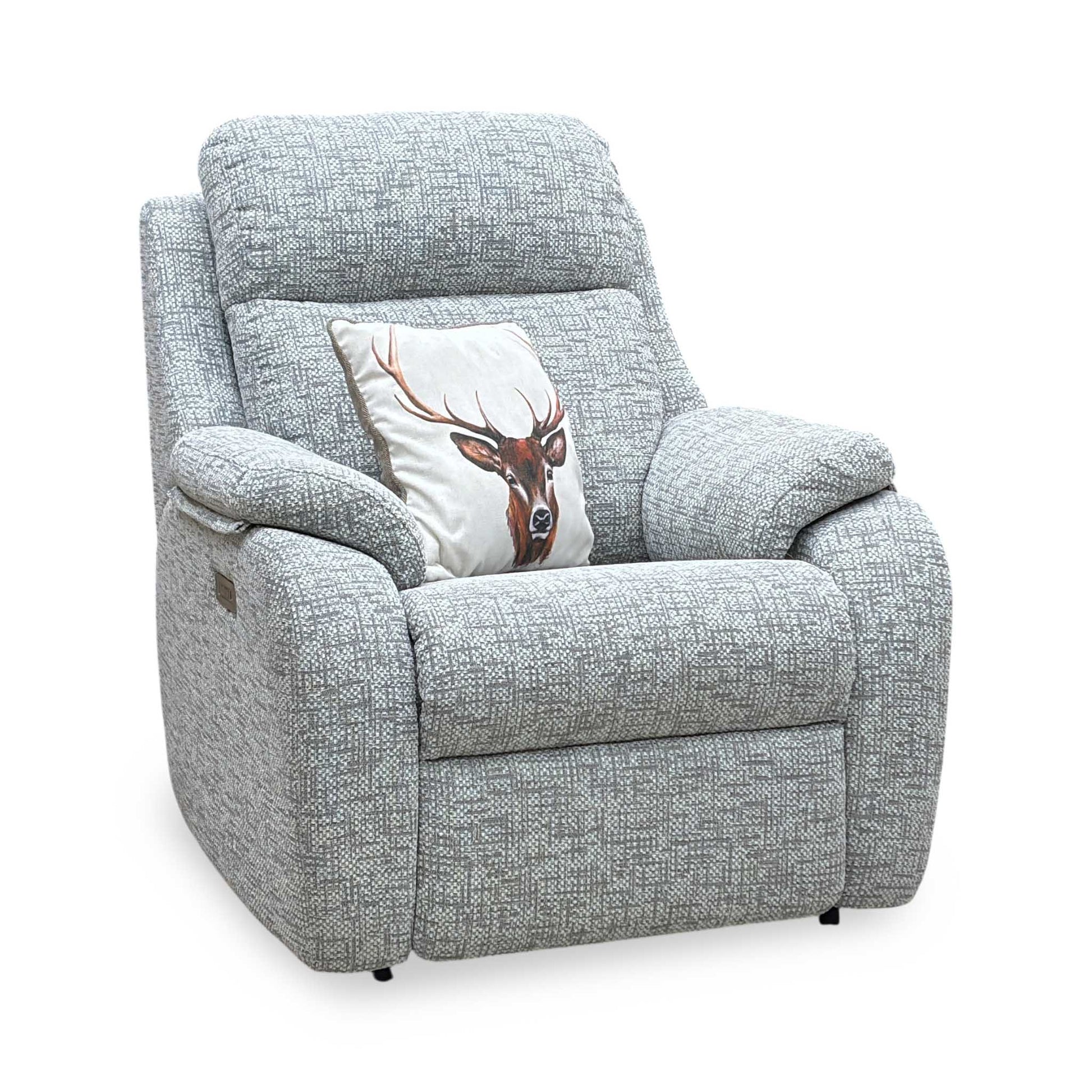 G Plan ‘Kingsbury’ B076 Mirage Powder Grey Fabric Power Recliner Armchair – view 5