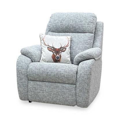 G Plan ‘Kingsbury’ B076 Mirage Powder Grey Fabric Power Recliner Armchair – view 7