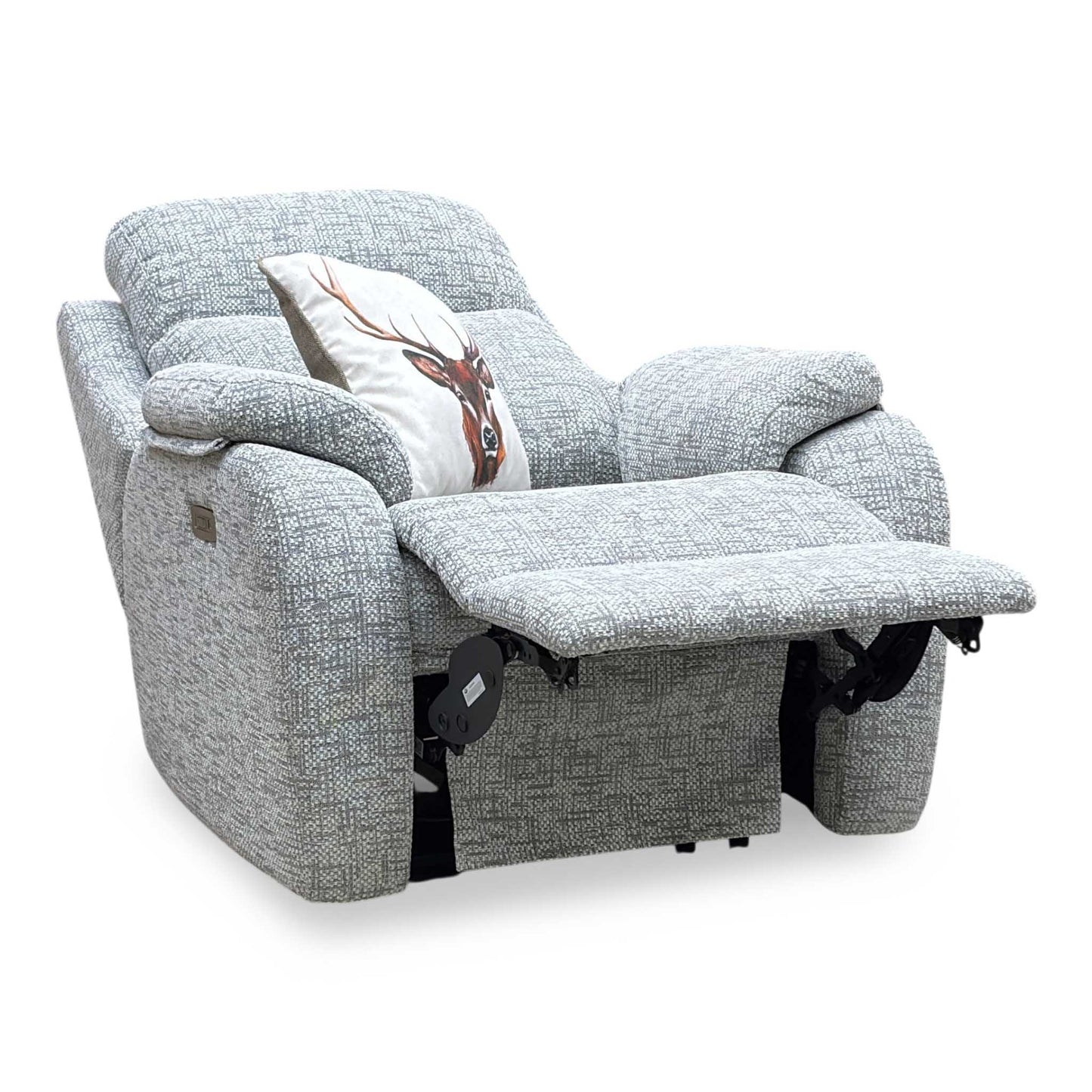G Plan ‘Kingsbury’ B076 Mirage Powder Grey Fabric Power Recliner Armchair