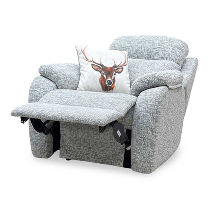 G Plan ‘Kingsbury’ B076 Mirage Powder Grey Fabric Power Recliner Armchair – view 4