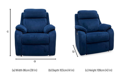 G Plan 'Kingsbury' Navy Blue Velvet Fabric Power Recliner Chairs with Power Headrest and Power Lumbar - Set of 2 – view 9