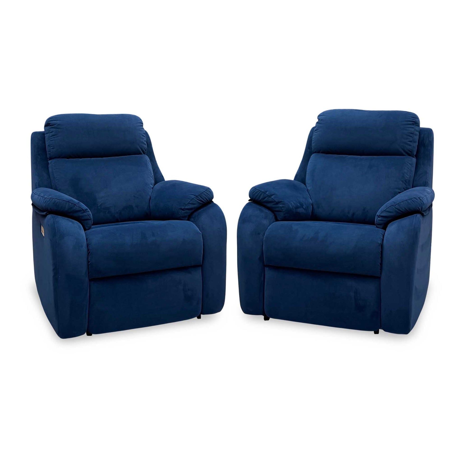 G Plan 'Kingsbury' Navy Blue Velvet Fabric Power Recliner Chairs with Power Headrest and Power Lumbar - Set of 2 – view 4