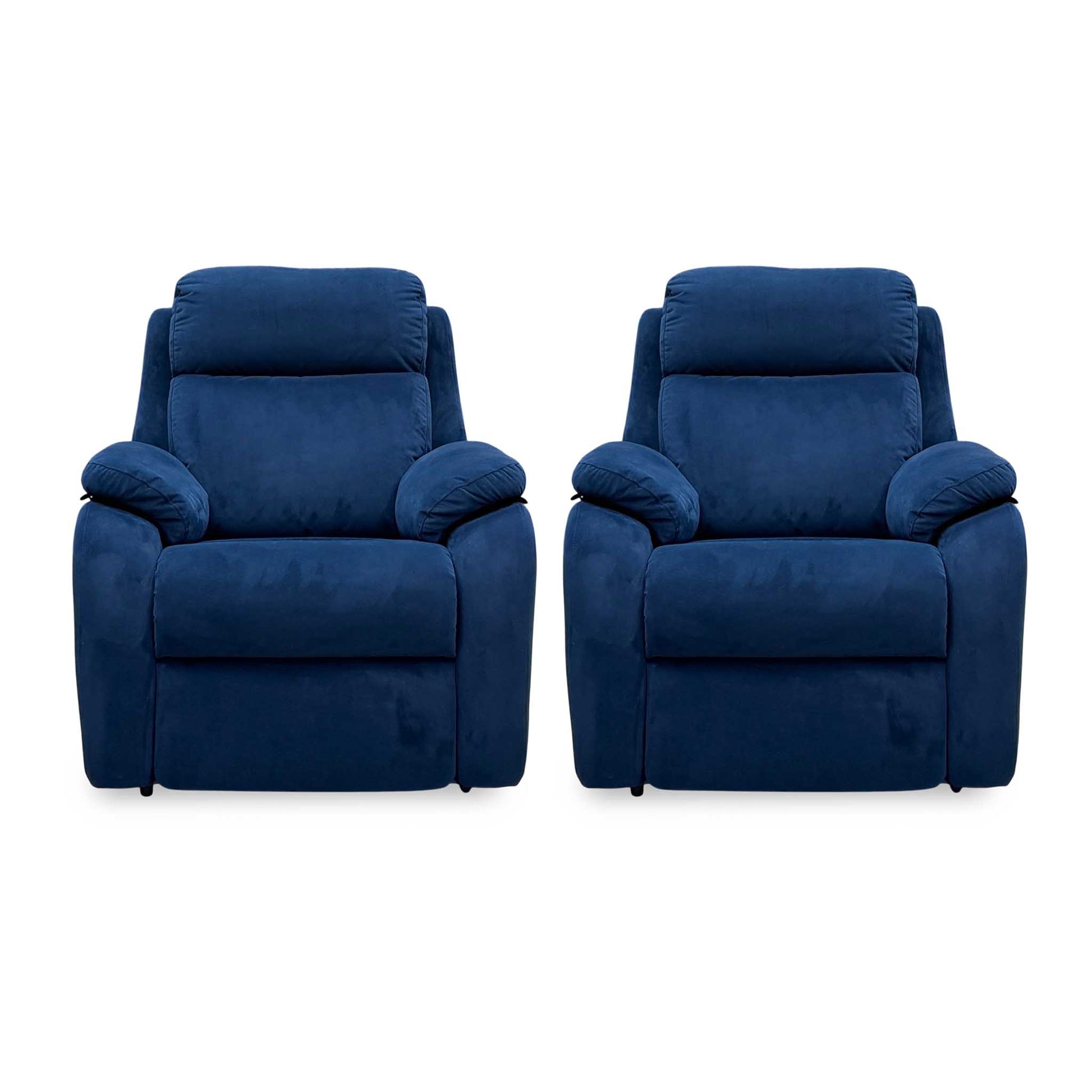 G Plan 'Kingsbury' Navy Blue Velvet Fabric Power Recliner Chairs with Power Headrest and Power Lumbar - Set of 2 – view 5