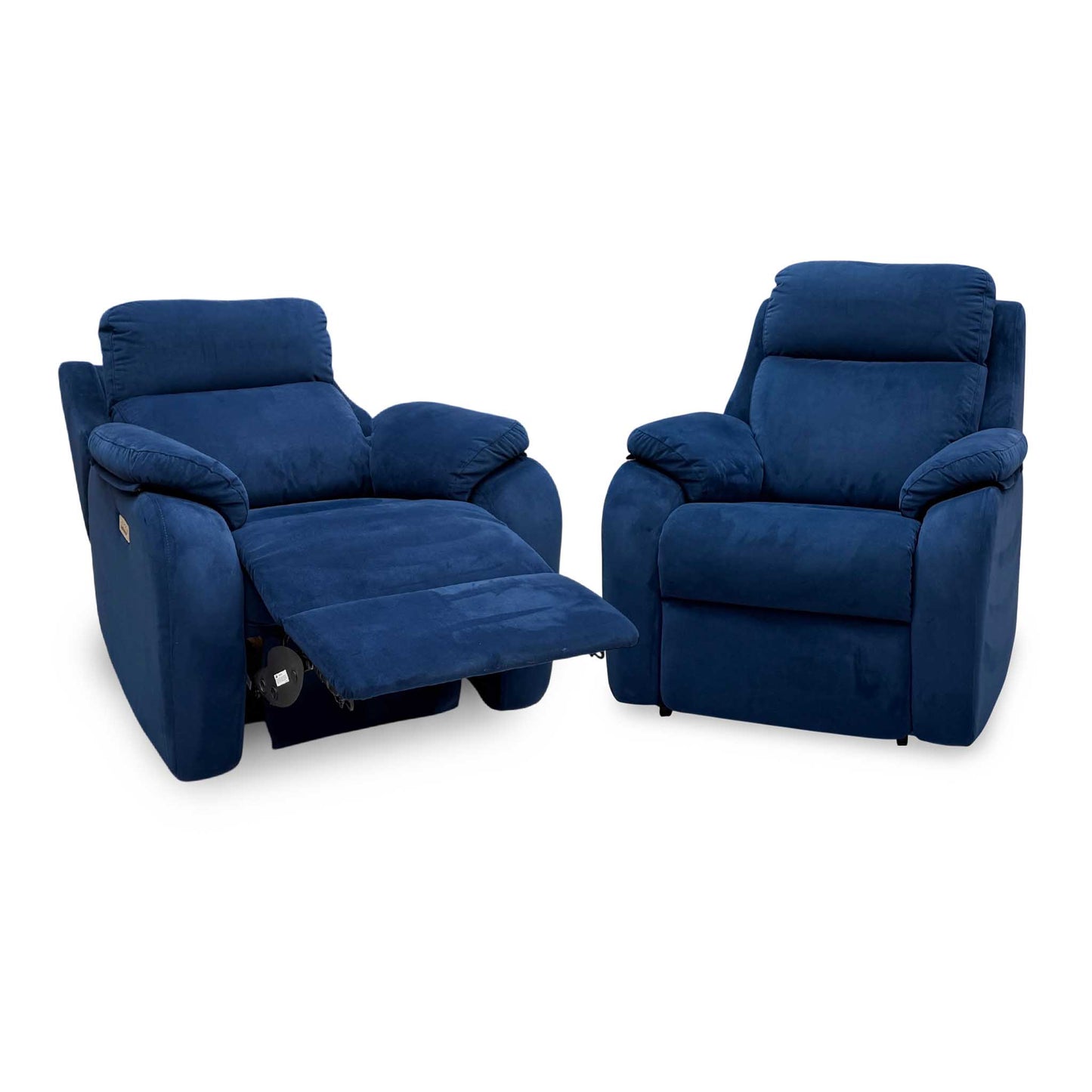 G Plan 'Kingsbury' Navy Blue Velvet Fabric Power Recliner Chairs with Power Headrest and Power Lumbar - Set of 2 – view 6