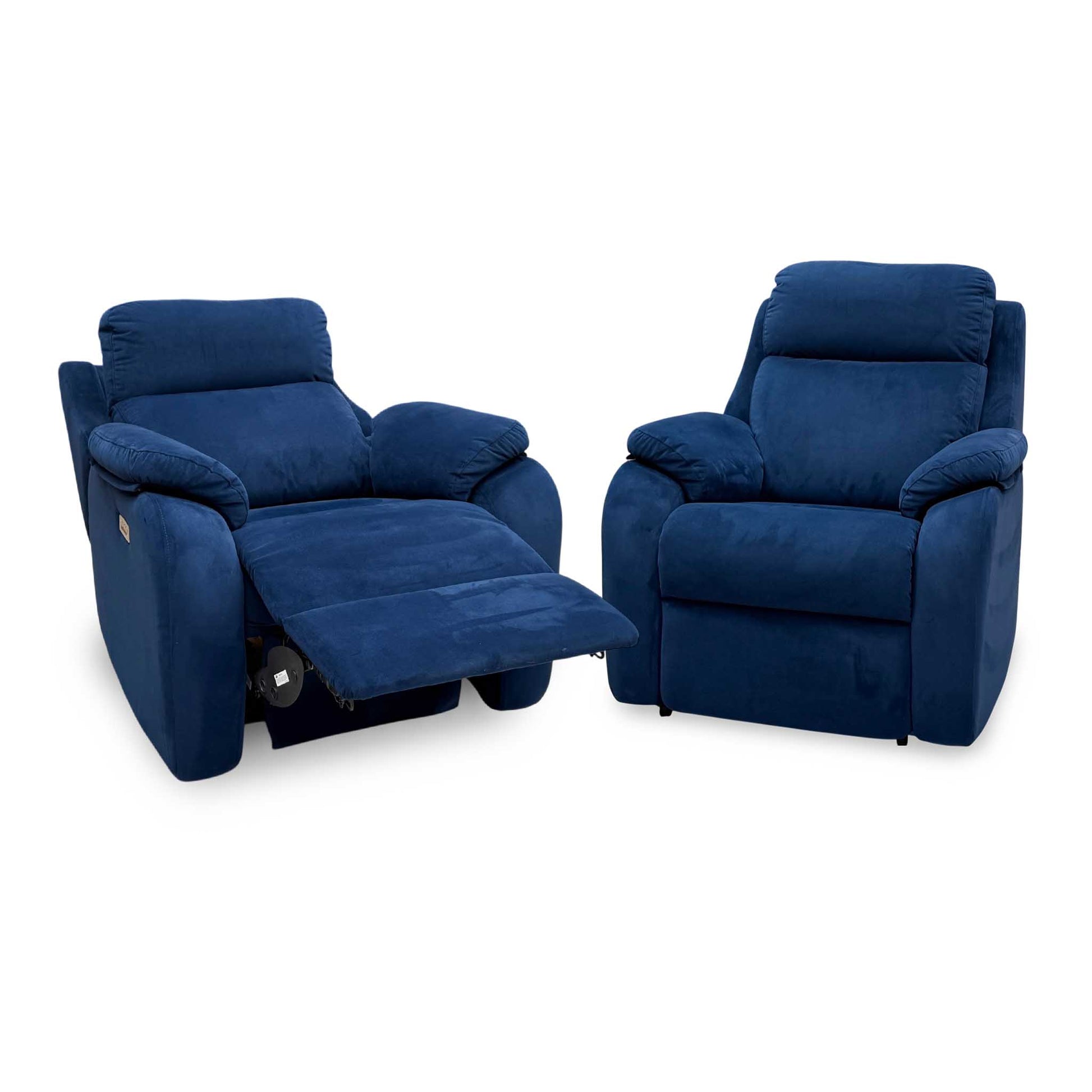 G Plan 'Kingsbury' Navy Blue Velvet Fabric Power Recliner Chairs with Power Headrest and Power Lumbar - Set of 2 – view 6