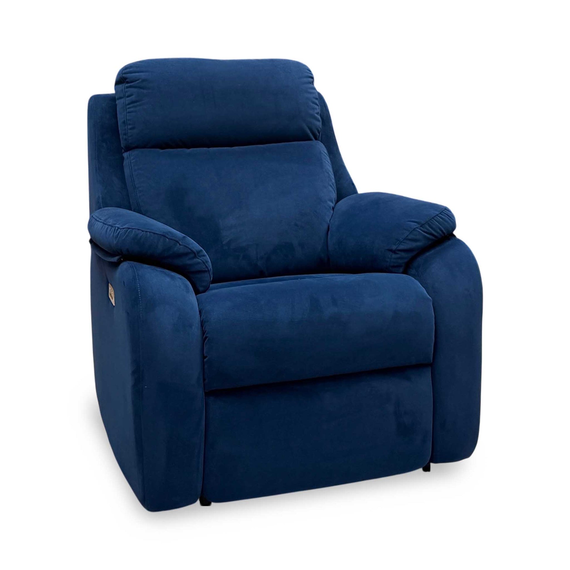 G Plan 'Kingsbury' Navy Blue Velvet Fabric Power Recliner Chair with Power Headrest and Power Lumbar – view 6