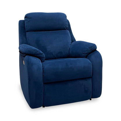 G Plan 'Kingsbury' Navy Blue Velvet Fabric Power Recliner Chair with Power Headrest and Power Lumbar – view 6