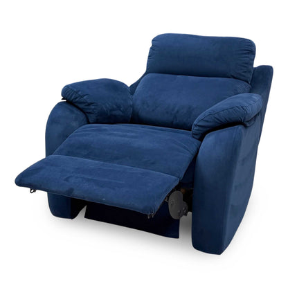 G Plan 'Kingsbury' Navy Blue Velvet Fabric Power Recliner Chair with Power Headrest and Power Lumbar – view 4