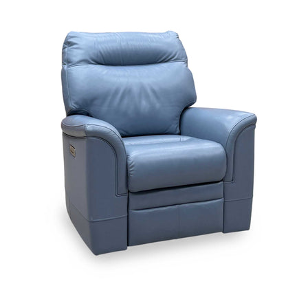 Parker Knoll ‘Hudson 23’ Roma Storm Blue Leather Power Recliner Chair with Power Headrest and Power Lumbar