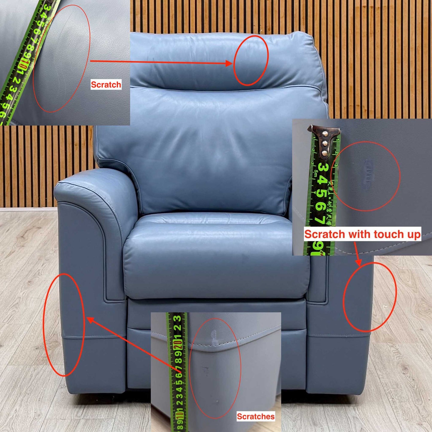Parker Knoll ‘Hudson 23’ Roma Storm Blue Leather Power Recliner Chair with Power Headrest and Power Lumbar