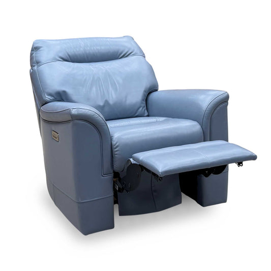 Parker Knoll ‘Hudson 23’ Roma Storm Blue Leather Power Recliner Chair with Power Headrest and Power Lumbar