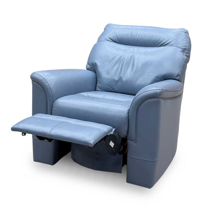 Parker Knoll ‘Hudson 23’ Roma Storm Blue Leather Power Recliner Chair with Power Headrest and Power Lumbar