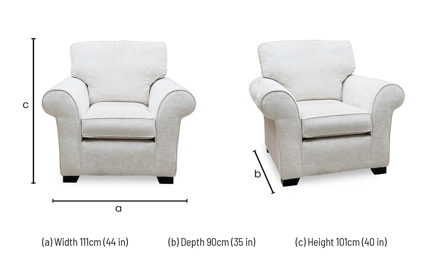 ‘Hedingham’ Fossil Debden Ivory Plain Fabric Armchair – view 7
