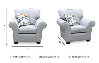 ‘Hedingham’ Pearl Grey Ashton Chenille Plain Fabric Armchair – view 7