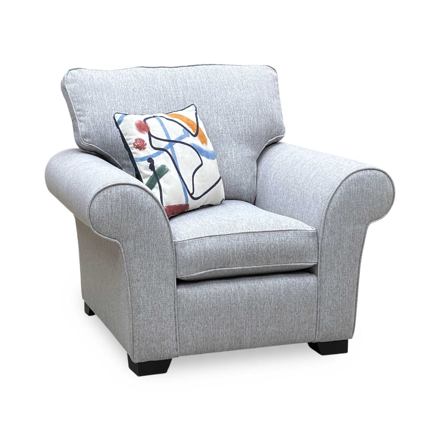 ‘Hedingham’ Pearl Grey Ashton Chenille Plain Fabric Armchair