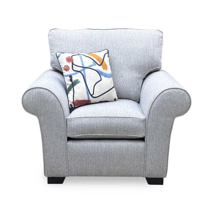 ‘Hedingham’ Pearl Grey Ashton Chenille Plain Fabric Armchair – view 5