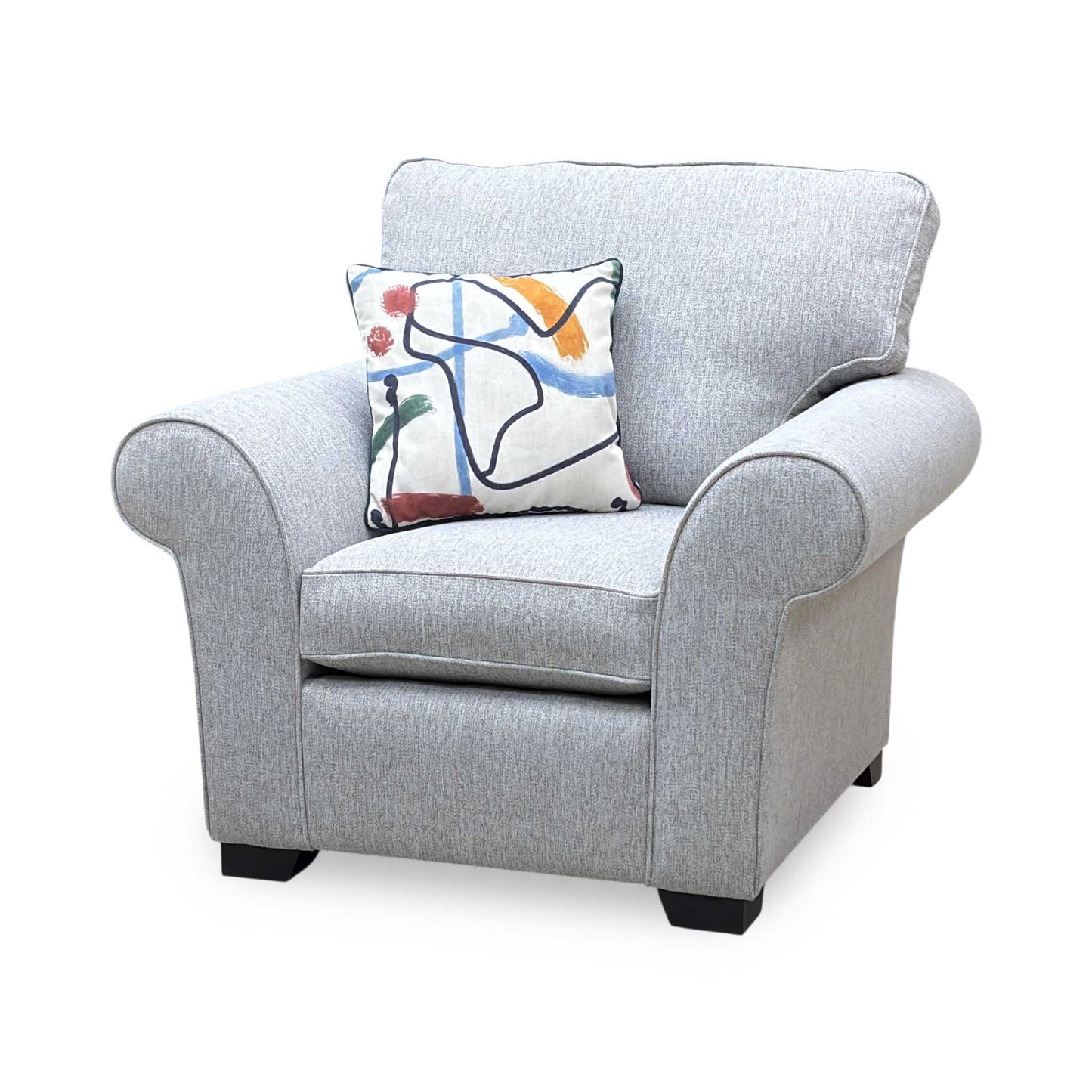 ‘Hedingham’ Pearl Grey Ashton Chenille Plain Fabric Armchair – view 4