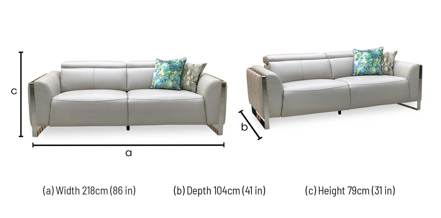 ‘Gisella’ Cat-40_08 Oyster Leather 3 Seater Sofa – view 8