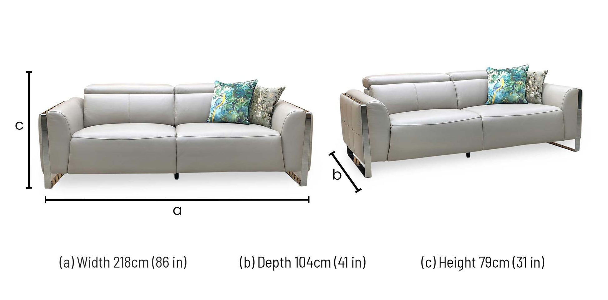 ‘Gisella’ Cat-40_08 Oyster Leather 3 Seater Sofa – view 8