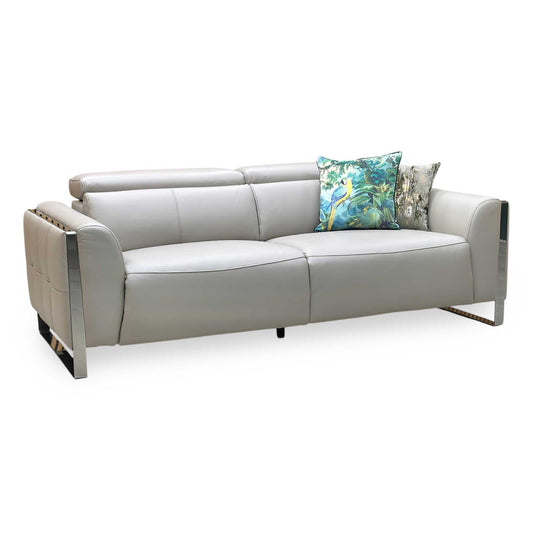‘Gisella’ Cat-40_08 Oyster Leather 3 Seater Sofa