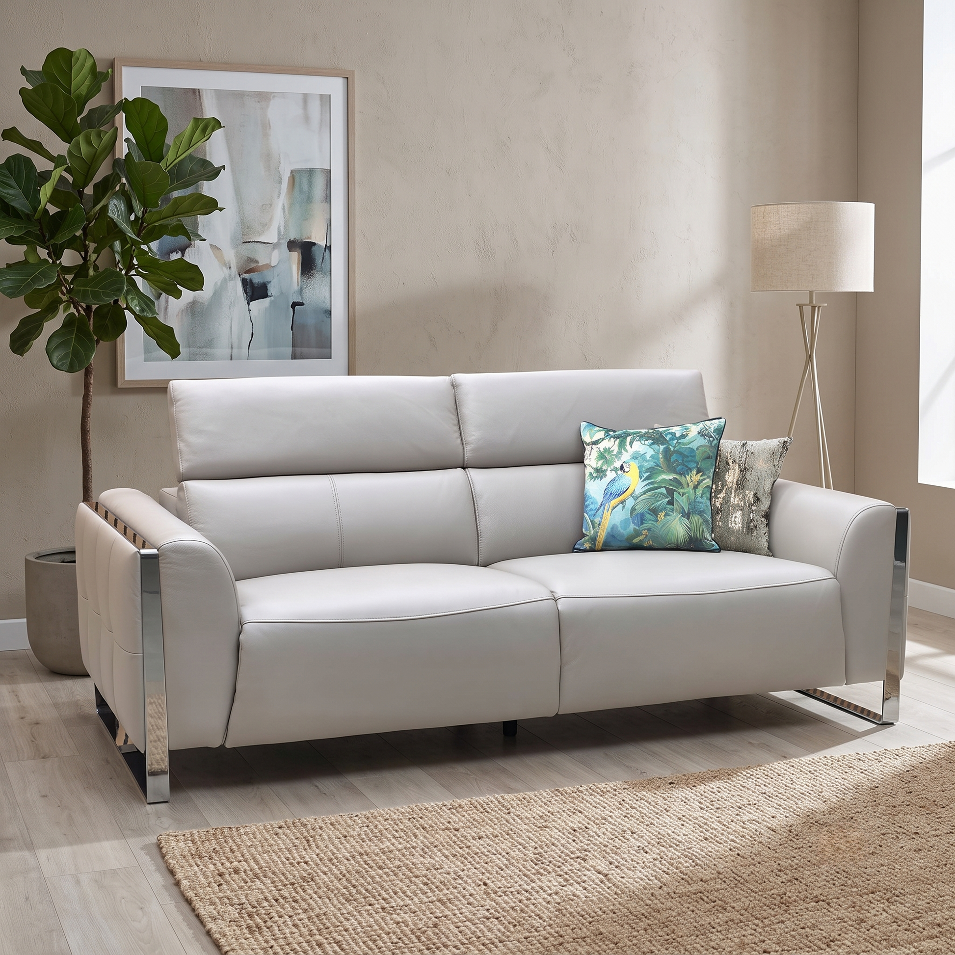 ‘Gisella’ Cat-40_08 Oyster Leather 3 Seater Sofa – view 2