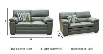 World of Leather ‘Cozee’ Nw-548e Olive Green Pure Premium Leather 2 Seater Sofa – view 7