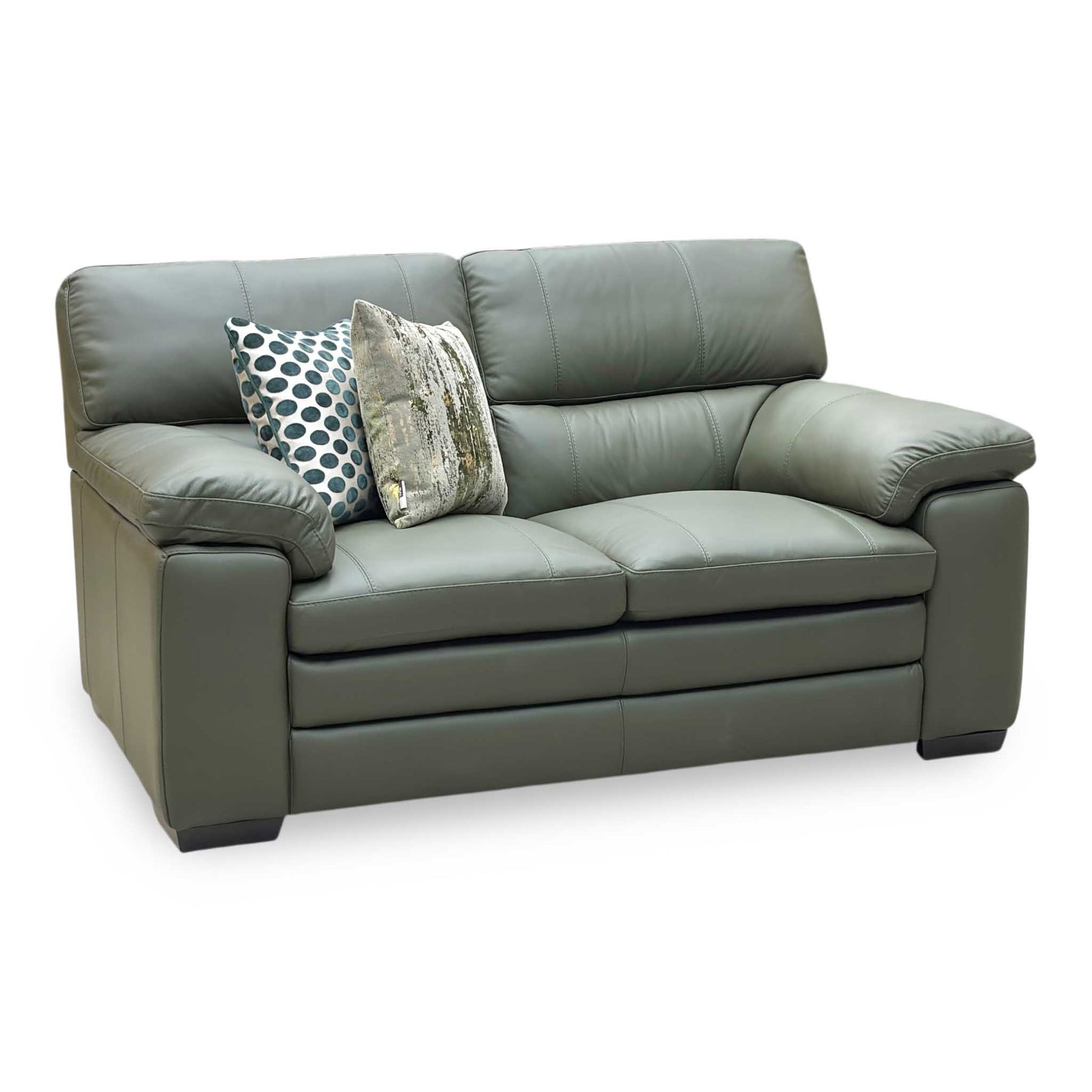 World of Leather ‘Cozee’ Nw-548e Olive Green Pure Premium Leather 2 Seater Sofa