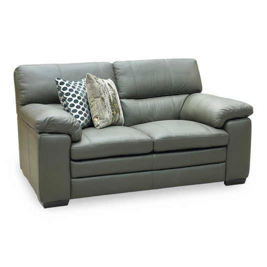 World of Leather ‘Cozee’ Nw-548e Olive Green Pure Premium Leather 2 Seater Sofa
